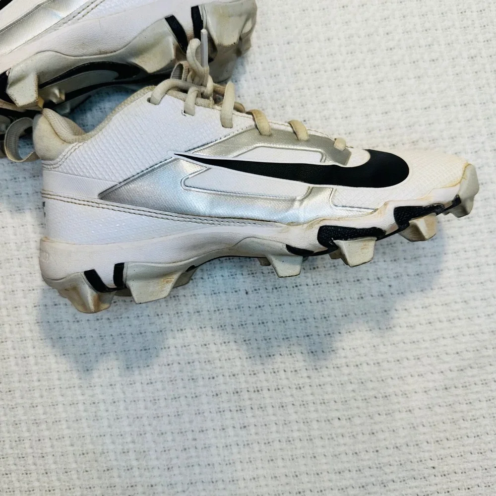 Nike Kids Alpha Huarache Fastflex Baseball‎ Cleats White Silver Sports Youth 3